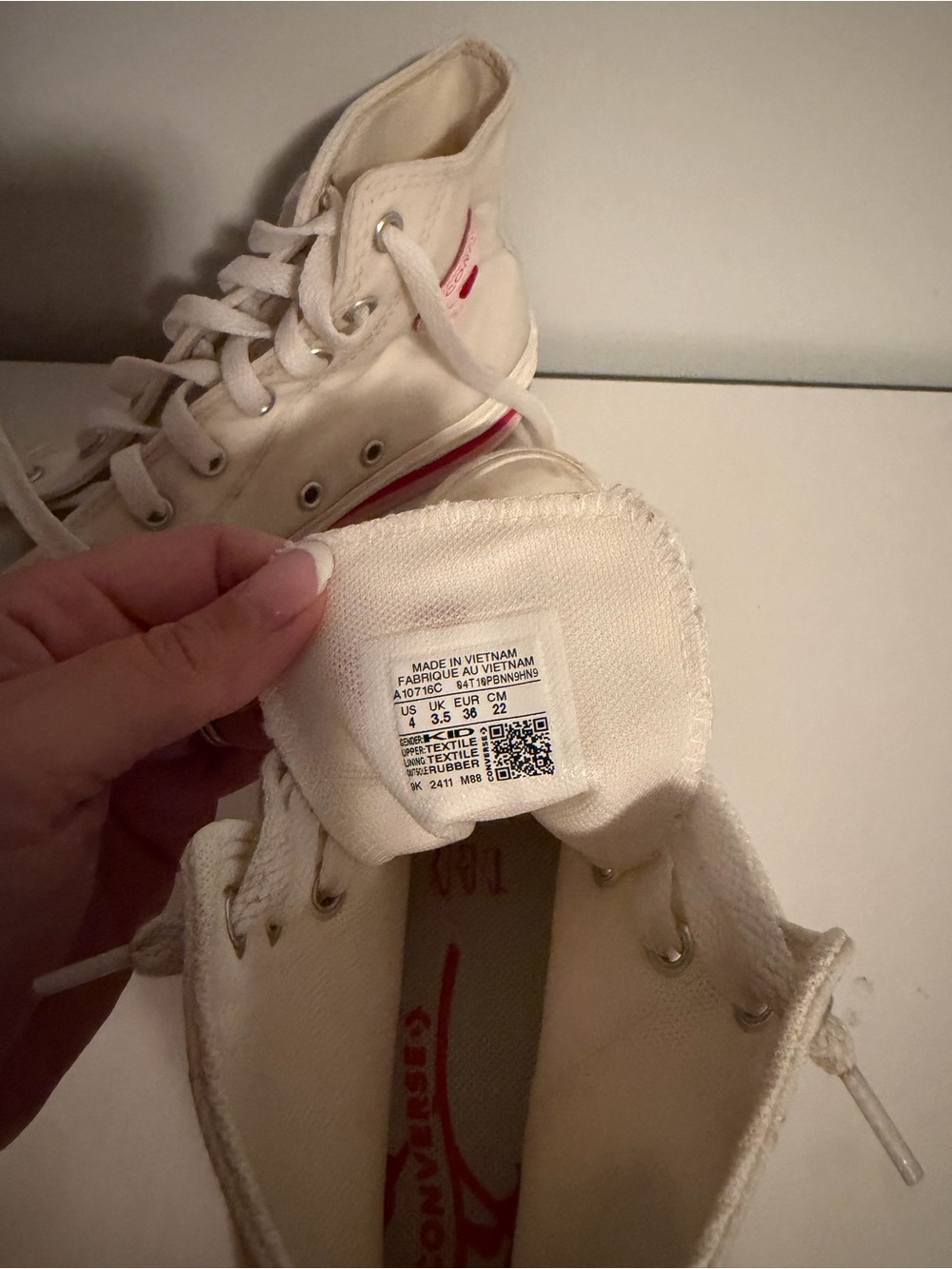 Converse Kids White High-Top Sneakers with Red Heart Accents - Picture 5 of 5